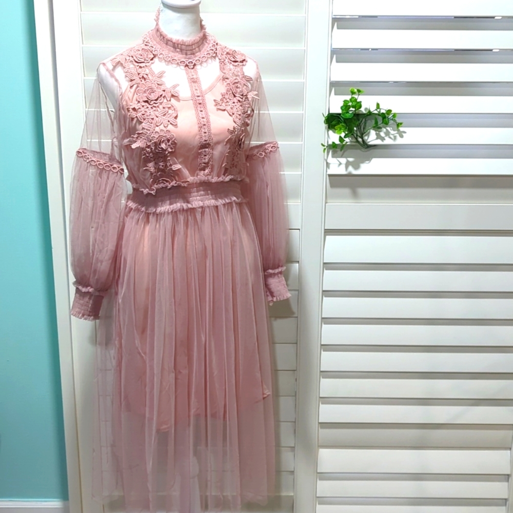 New Dusty Pink Chiffon Princess Dress